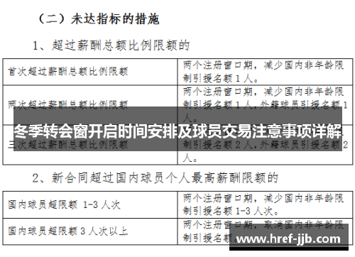 冬季转会窗开启时间安排及球员交易注意事项详解 冬季转会窗开启时间安排及球员交易注意事项详解